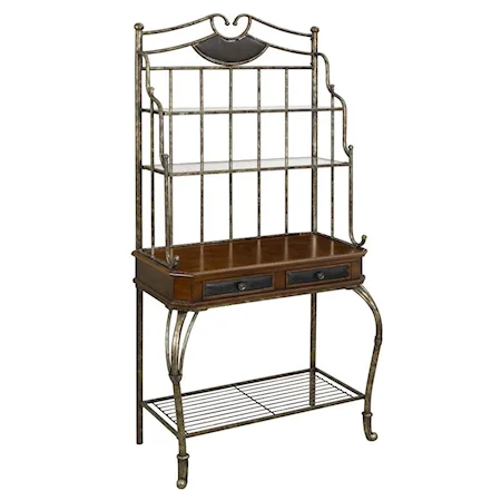 Baker's Rack with 2 Drawers and Faux Leather Accents